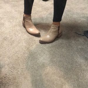 Tan snakeskin leather booties size 9
